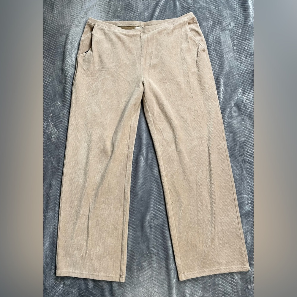 LL Bean Perfect Fit Cords Pull On Corduroy Pants Tan XL Reg‎